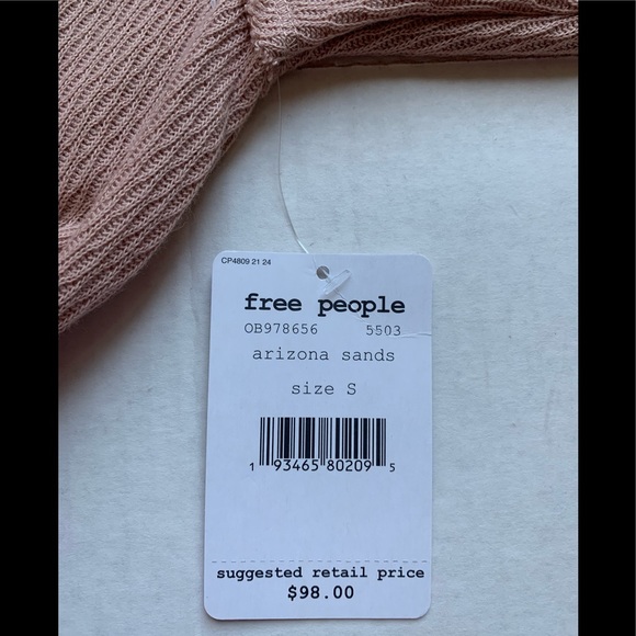 NWOT Free People Rainbow Dreams Sweater Swit Top Arizona Sands Pink Sma… - Picture 8 of 9